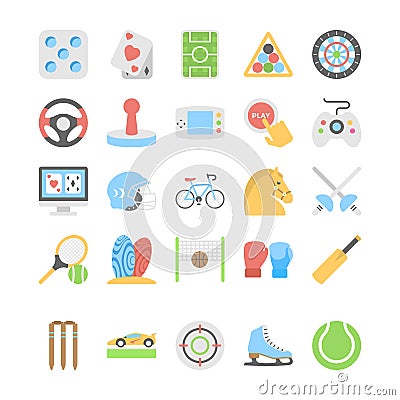 Sports and Games Flat Colored Icons 2 Stock Photo