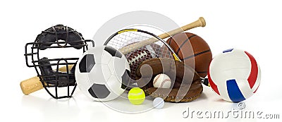 Sports gear on white Stock Photo