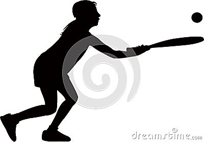 A sports girl playing tennis, silhouette vector Vector Illustration