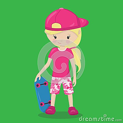 sports girl skateboard 04 Vector Illustration