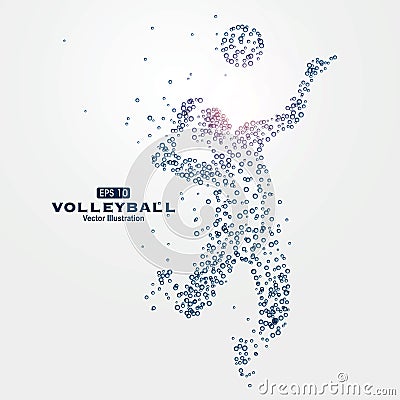 Sports Graphics particles, vector illustration,Water drips, boxers, athletes, volleyball. Vector Illustration