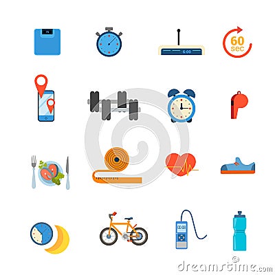 Sports healthy lifestyle diet app application flat vector Vector Illustration