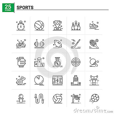 25 Sports icon set. vector background Vector Illustration