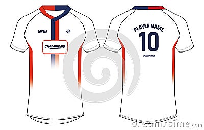 Sports jersey t shirt design concept vector template Football jersey concept with front and back view for football Cricket Vector Illustration