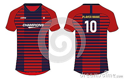 Sports jersey t shirt design concept vector template Football jersey concept with front and back view for football Vector Illustration