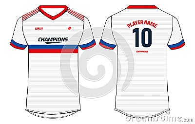 Sports jersey t shirt design concept vector template, Russia football jersey concept with front and back view for Cricket, soccer Vector Illustration