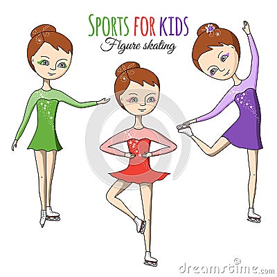 Sports for kids. Figure skating. Vector Illustration