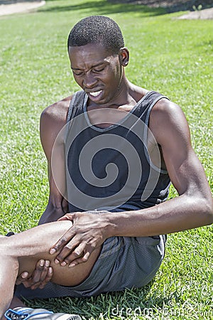 Sports leg injury Stock Photo