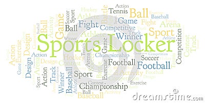 Sports Locker word cloud. Stock Photo