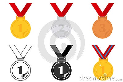 Sports medals Cartoon Illustration