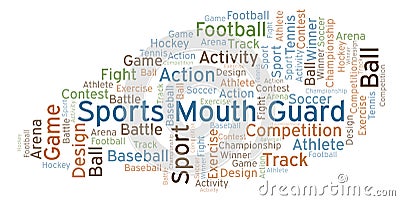 Sports Mouth Guard word cloud. Stock Photo