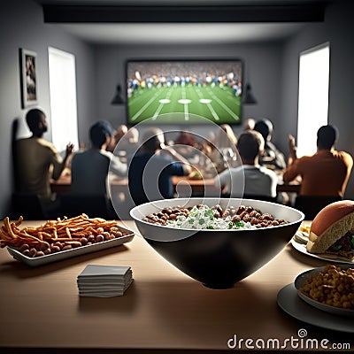 sports party with snacks - generative AI Stock Photo