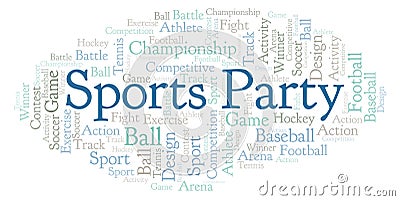 Sports Party word cloud. Stock Photo