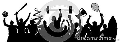 Sports people set. Crowd of athletes. Sportsman Players. Silhouette vector illustration Vector Illustration