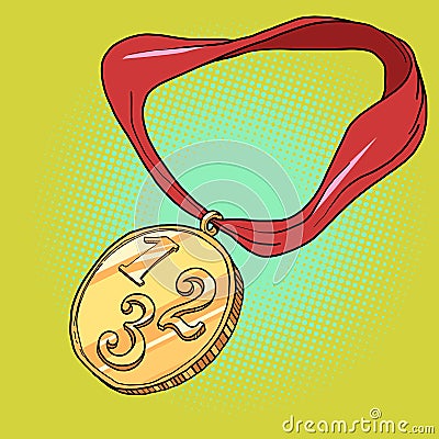 sports prize medal first second and third place 1 2 3 gold silver bronze Cartoon Illustration