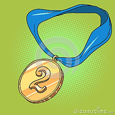 sports prize medal second place 2 silver, participant of the competition Vector Illustration