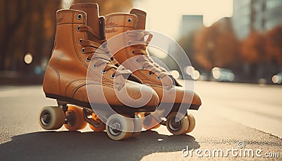 Sports shoe laces tied tight for skateboarding generated by AI Stock Photo