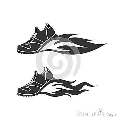 sports shoes, escapes fire, a reactive stream Vector Illustration