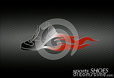 sports shoes, escapes fire, a reactive stream Vector Illustration