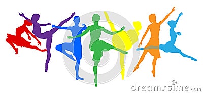 Ballet Dancer Silhouette Dancers Poses Silhouettes Vector Illustration