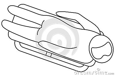 Sports skeleton. Sketch. The athlete descends the ice chute on a sled lying on his stomach, face down in the direction of travel. Vector Illustration