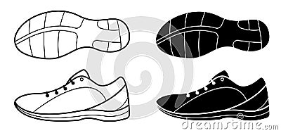 Sports sneaker and sole, running shoes. Active healthy lifestyle. Vector Vector Illustration