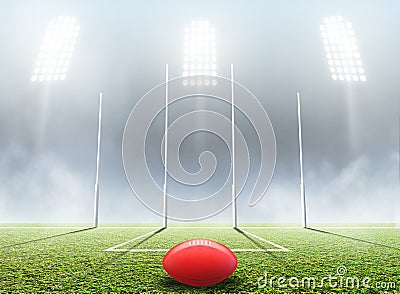 Sports Stadium And Goal Posts Stock Photo