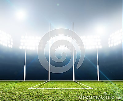 Sports Stadium And Goal Posts Stock Photo
