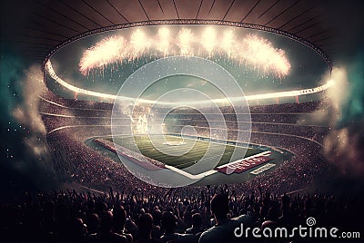 Sports stadium with a huge crowd of fans. Stock Photo