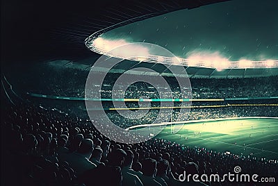 Sports stadium with a huge crowd of fans. Stock Photo