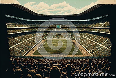 Sports stadium with a huge crowd of fans. Stock Photo