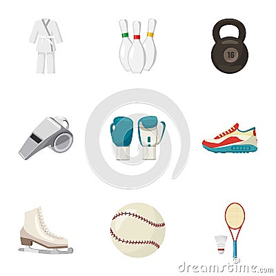 Sports stuff icons set, cartoon style Cartoon Illustration