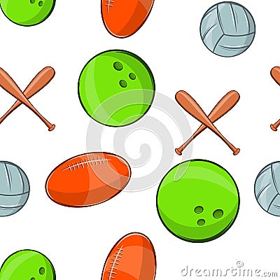 Sports stuff pattern, cartoon style Cartoon Illustration