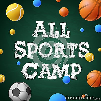 Sports summer training camp, themed poster Vector Illustration