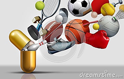Sports Supplements And Exercise Vitamins Cartoon Illustration