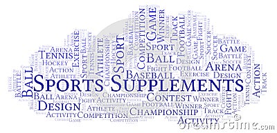 Sports Supplements word cloud. Stock Photo