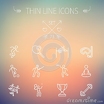 Sports thin line icon set Vector Illustration