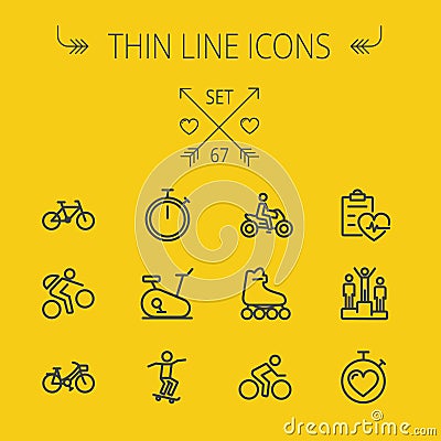 Sports thin line icon set Vector Illustration