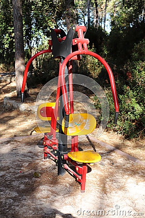 Sports tools and equipment in the city park Stock Photo