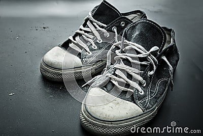 Sports trainers on the floor Stock Photo