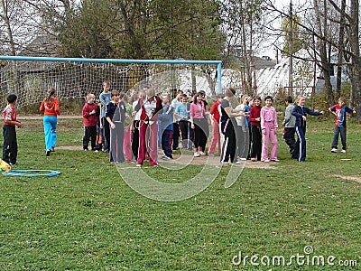 Sports training students to travel to a meeting in the Kaluga region of Russia. Editorial Stock Photo