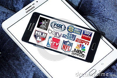 Sports tv channels and networks icons Editorial Stock Photo