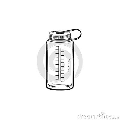 Sports water bottle hand drawn outline doodle icon. Vector Illustration