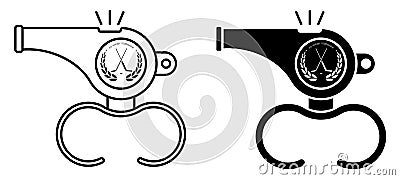 Sports whistle of referee of ice hockey match. Icon. Minimalistic vector Vector Illustration