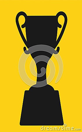 A sports winning prize trophy silhouette against a yellow backdrop Cartoon Illustration