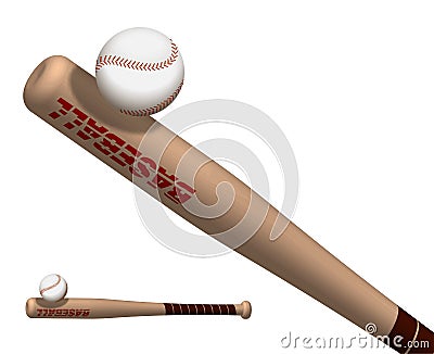 Sports wooden baseball bat powerfully hits flying ball. American national sport. Active lifestyle. Realistic vector Vector Illustration