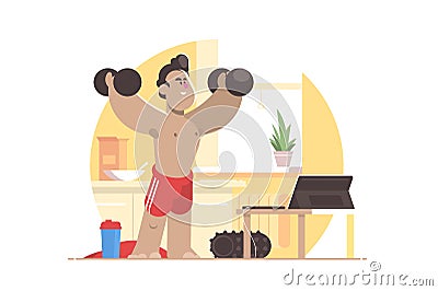 Sports workout at home Vector Illustration