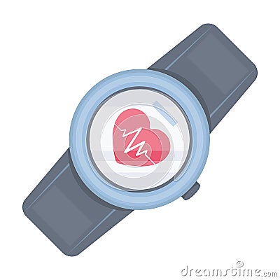 Sports wrist watch with heart rate measurement. Watch for athletes .Gym And Workout single icon in cartoon style vector Vector Illustration