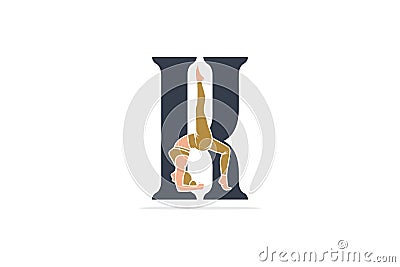 Sports yoga women in letter K vector design. Alphabet letter icon concept. Sports young women doing yoga exercises with letter K Stock Photo