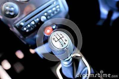 Sportscar gear shifter Stock Photo